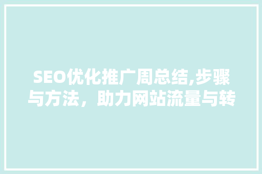 SEO优化推广周总结,步骤与方法，助力网站流量与转化率双提升