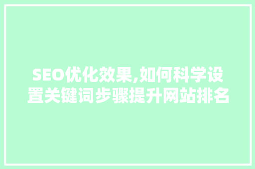 SEO优化效果,如何科学设置关键词步骤提升网站排名