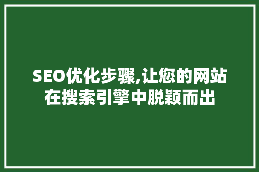 SEO优化步骤,让您的网站在搜索引擎中脱颖而出