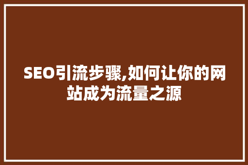 SEO引流步骤,如何让你的网站成为流量之源