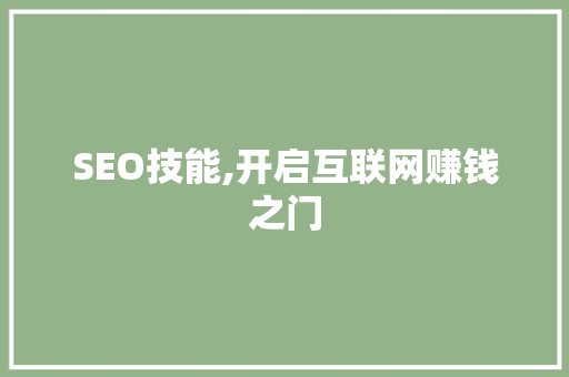 SEO技能,开启互联网赚钱之门