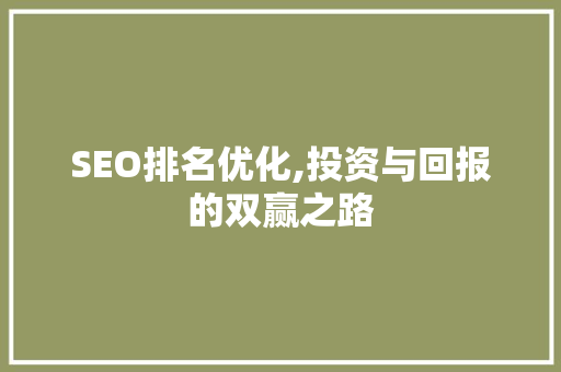 SEO排名优化,投资与回报的双赢之路