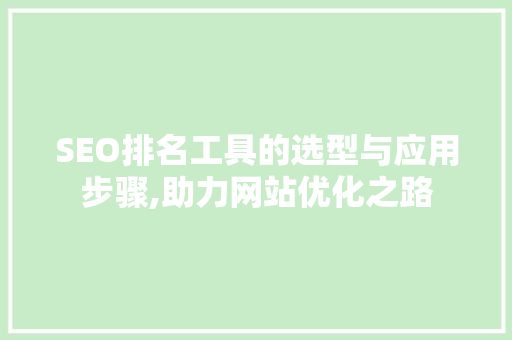 SEO排名工具的选型与应用步骤,助力网站优化之路  第1张