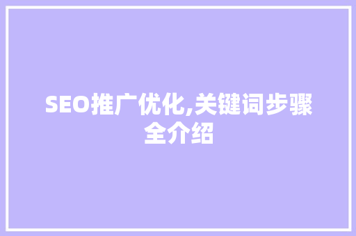 SEO推广优化,关键词步骤全介绍