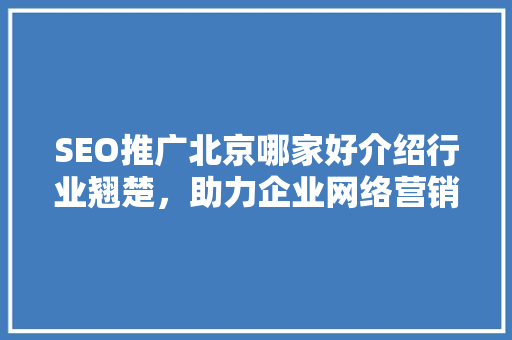SEO推广北京哪家好介绍行业翘楚，助力企业网络营销腾飞