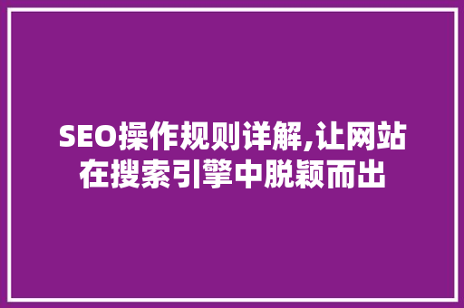 SEO操作规则详解,让网站在搜索引擎中脱颖而出