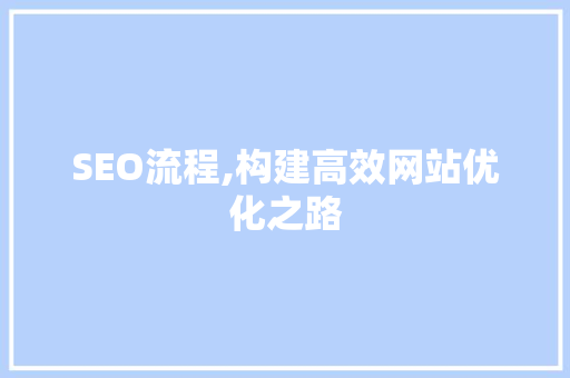 SEO流程,构建高效网站优化之路