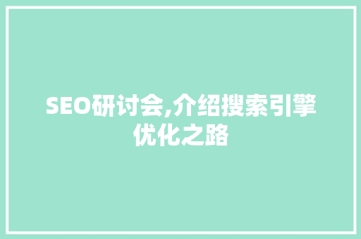 SEO研讨会,介绍搜索引擎优化之路