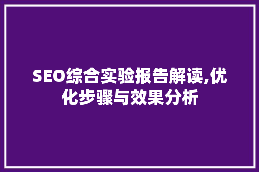 SEO综合实验报告解读,优化步骤与效果分析