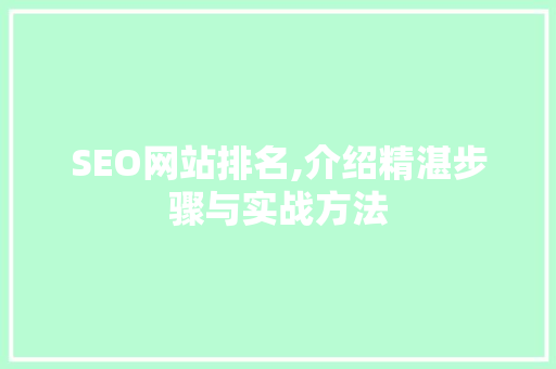 SEO网站排名,介绍精湛步骤与实战方法