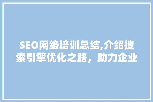 SEO网络培训总结,介绍搜索引擎优化之路，助力企业互联网营销