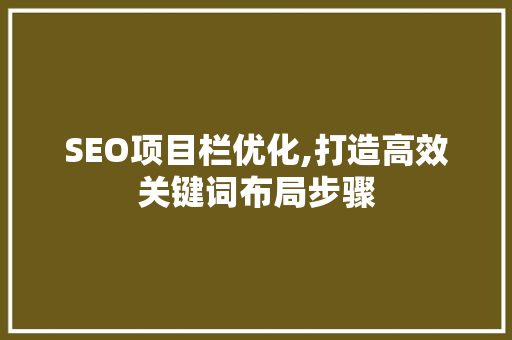 SEO项目栏优化,打造高效关键词布局步骤