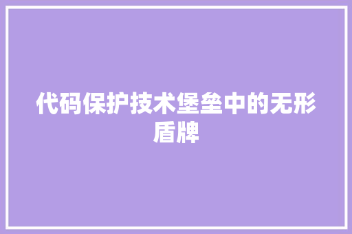 代码保护技术堡垒中的无形盾牌