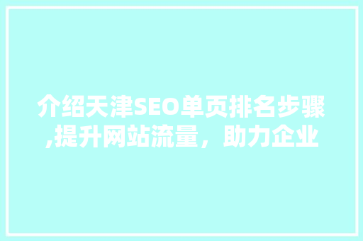介绍天津SEO单页排名步骤,提升网站流量，助力企业腾飞