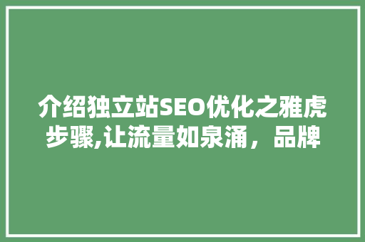 介绍独立站SEO优化之雅虎步骤,让流量如泉涌，品牌声名远扬