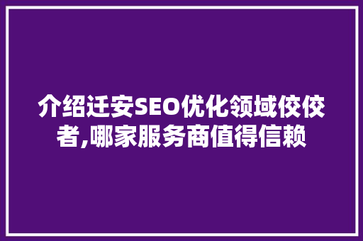介绍迁安SEO优化领域佼佼者,哪家服务商值得信赖