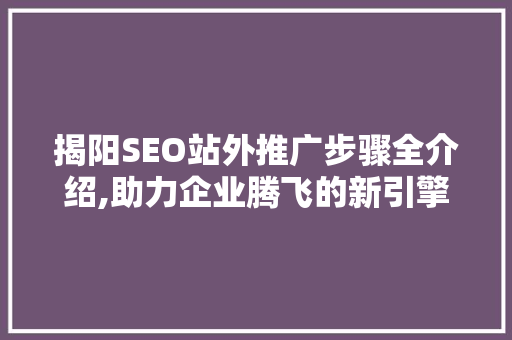 揭阳SEO站外推广步骤全介绍,助力企业腾飞的新引擎