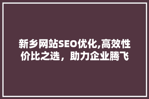 新乡网站SEO优化,高效性价比之选，助力企业腾飞