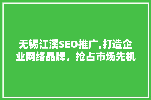 无锡江溪SEO推广,打造企业网络品牌，抢占市场先机