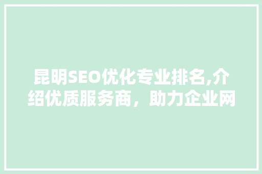 昆明SEO优化专业排名,介绍优质服务商，助力企业网络营销腾飞