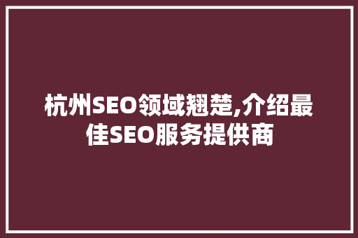 杭州SEO领域翘楚,介绍最佳SEO服务提供商