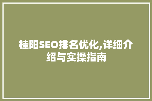 桂阳SEO排名优化,详细介绍与实操指南