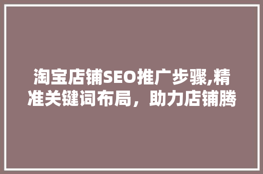 淘宝店铺SEO推广步骤,精准关键词布局，助力店铺腾飞