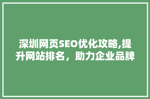 深圳网页SEO优化攻略,提升网站排名，助力企业品牌腾飞  第1张