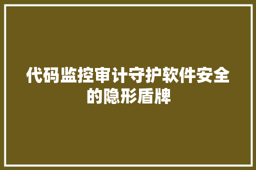 代码监控审计守护软件安全的隐形盾牌
