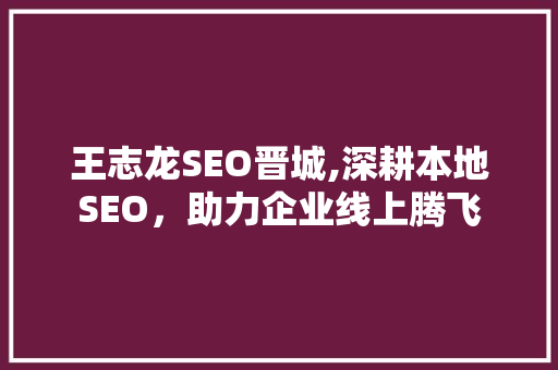 王志龙SEO晋城,深耕本地SEO，助力企业线上腾飞
