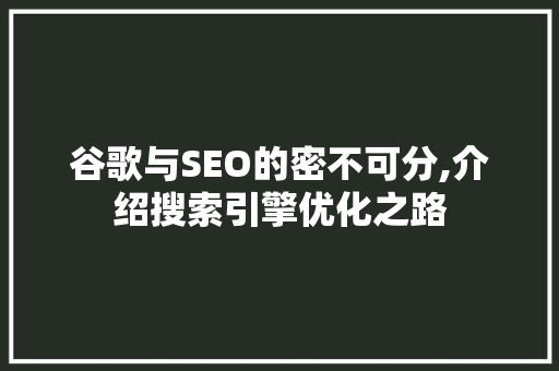 谷歌与SEO的密不可分,介绍搜索引擎优化之路