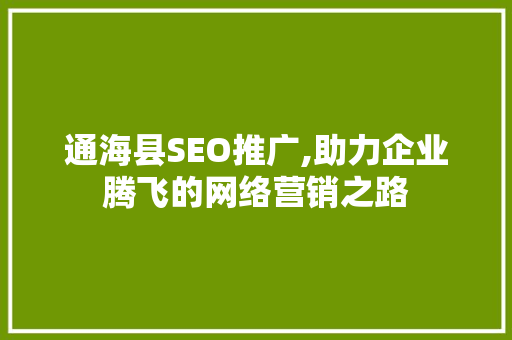 通海县SEO推广,助力企业腾飞的网络营销之路