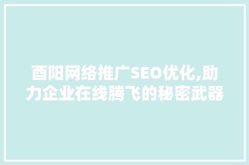 酉阳网络推广SEO优化,助力企业在线腾飞的秘密武器