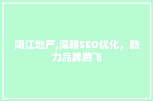 阳江地产,深耕SEO优化，助力品牌腾飞