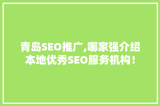 青岛SEO推广,哪家强介绍本地优秀SEO服务机构！