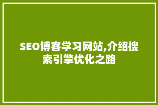 SEO博客学习网站,介绍搜索引擎优化之路