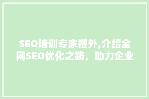 SEO培训专家搜外,介绍全网SEO优化之路，助力企业提升网络竞争力