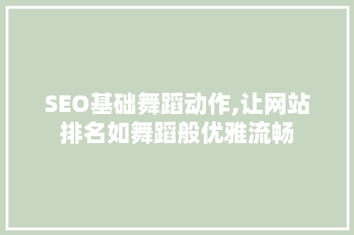 SEO基础舞蹈动作,让网站排名如舞蹈般优雅流畅