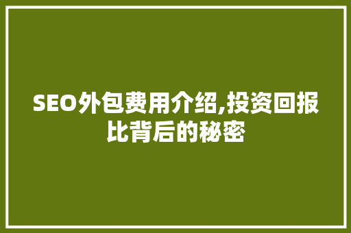SEO外包费用介绍,投资回报比背后的秘密