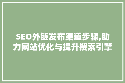 SEO外链发布渠道步骤,助力网站优化与提升搜索引擎排名