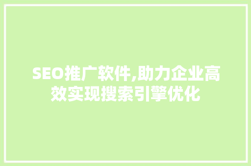 SEO推广软件,助力企业高效实现搜索引擎优化