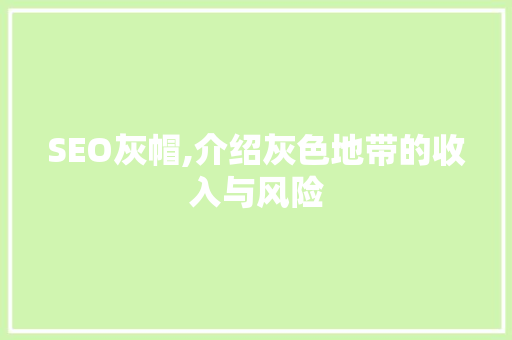 SEO灰帽,介绍灰色地带的收入与风险