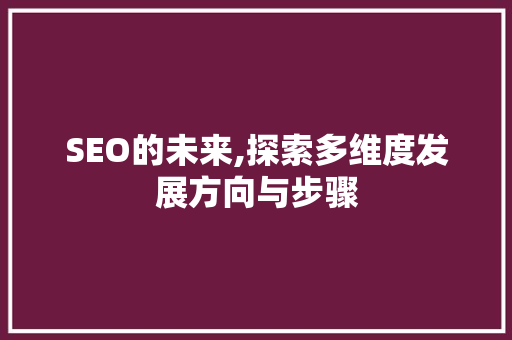SEO的未来,探索多维度发展方向与步骤