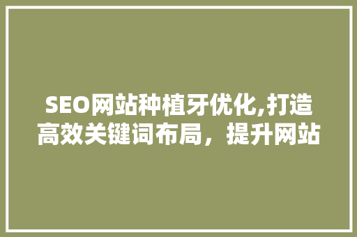 SEO网站种植牙优化,打造高效关键词布局，提升网站流量与转化率