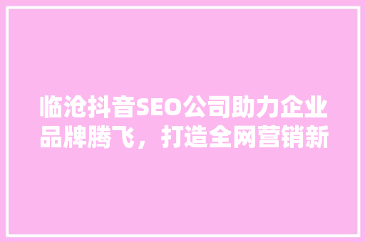 临沧抖音SEO公司助力企业品牌腾飞，打造全网营销新格局