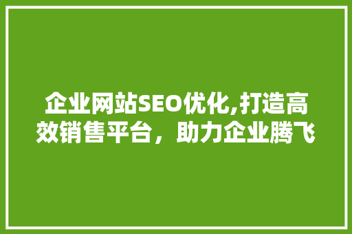 企业网站SEO优化,打造高效销售平台，助力企业腾飞