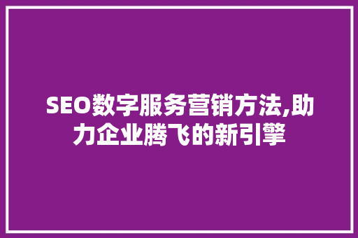SEO数字服务营销方法,助力企业腾飞的新引擎
