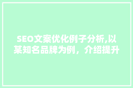 SEO文案优化例子分析,以某知名品牌为例，介绍提升网站排名的方法