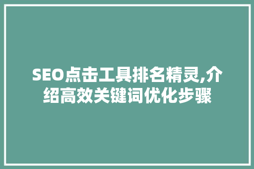 SEO点击工具排名精灵,介绍高效关键词优化步骤