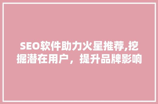 SEO软件助力火星推荐,挖掘潜在用户，提升品牌影响力
